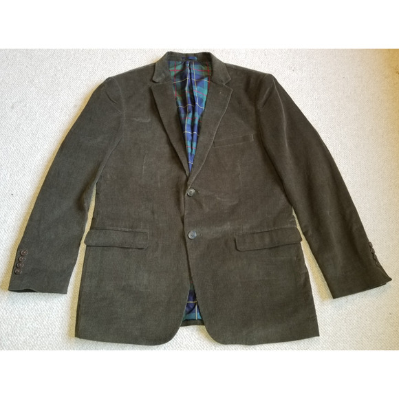 Mens Blazer-ALAN FLUSSER-olive green 100% cotton corduroy lined 2-button-M - Picture 1 of 5